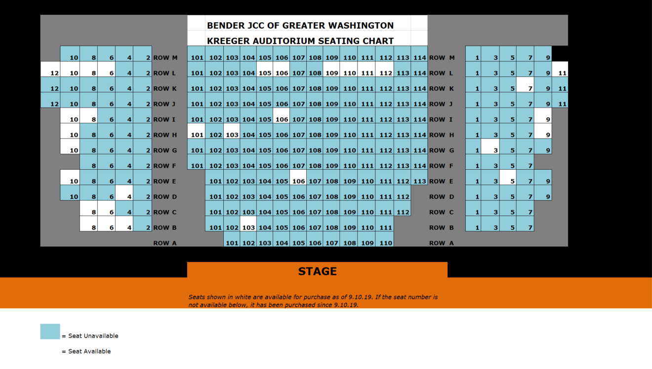 1920 AOE seating chart Parker 09 Bender JCC